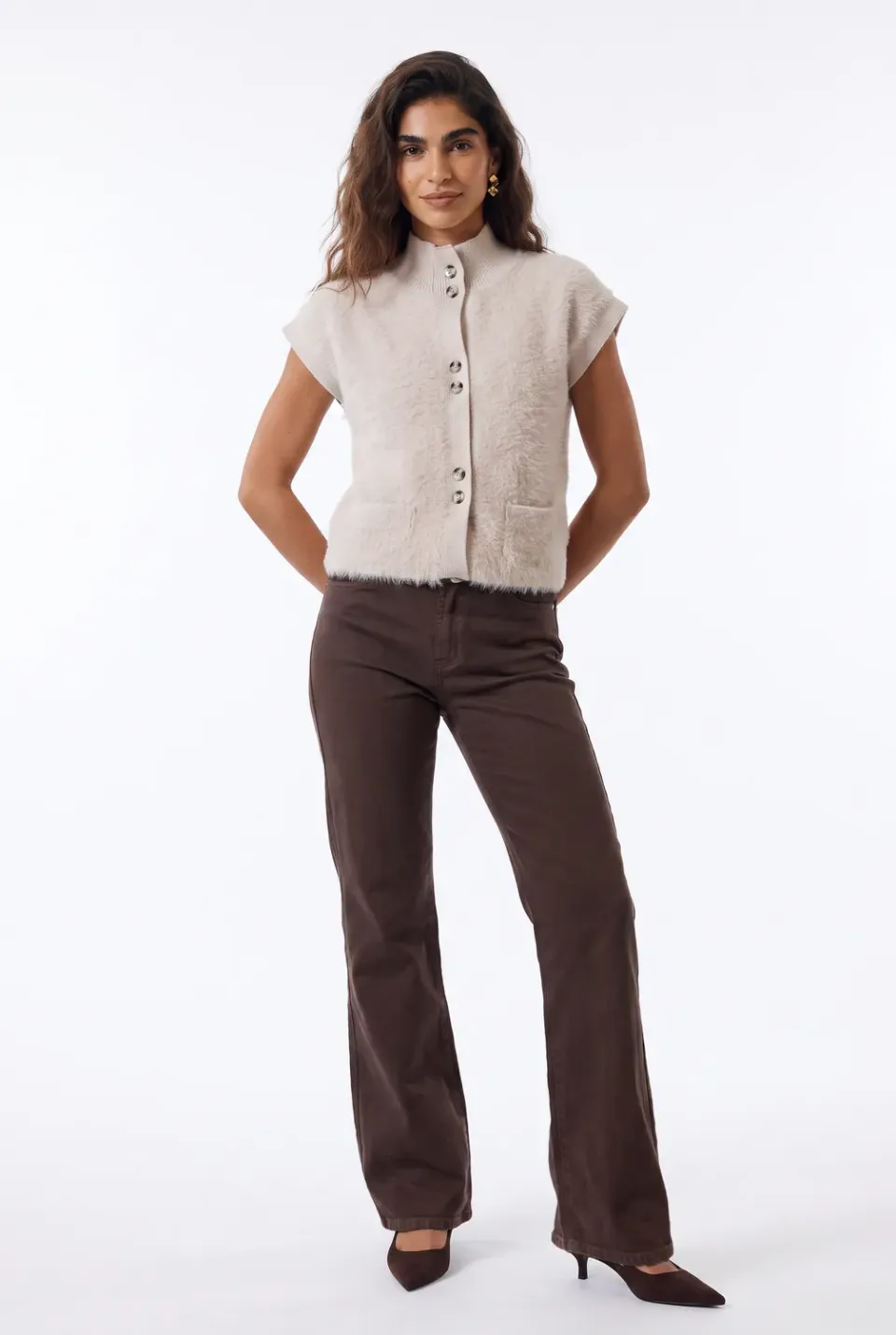 Florez Sophie Straight jeans Dark Brown mid-waist