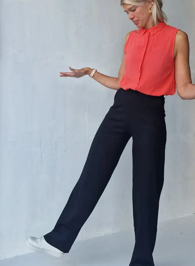 Madame Liz Wide Leg Broek Zwart Lengte 36 Stretch