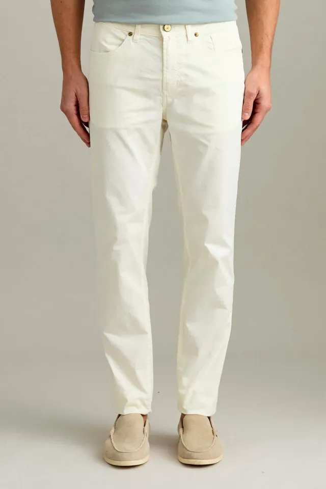 Jeckerson Jordan Slim Fit Broek Sneeuwwit Katoen Gabardine
