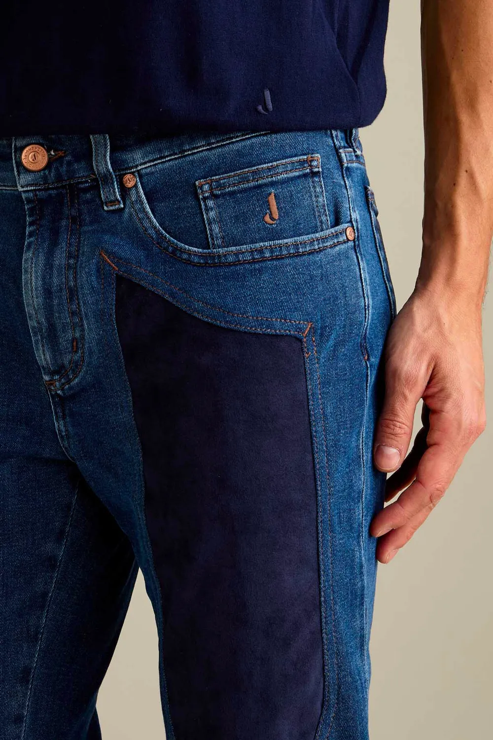 Jeckerson John Alcantara jeans slim fit donkerblauw denim