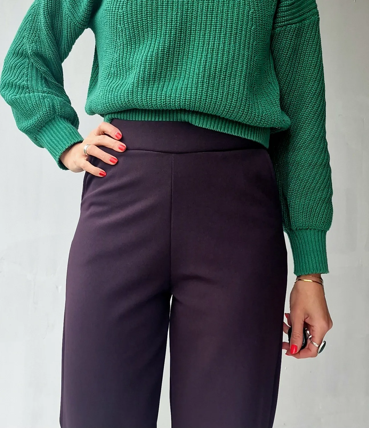 Langeleggings Wide Leg fleecebroek aubergine brown 36 lang
