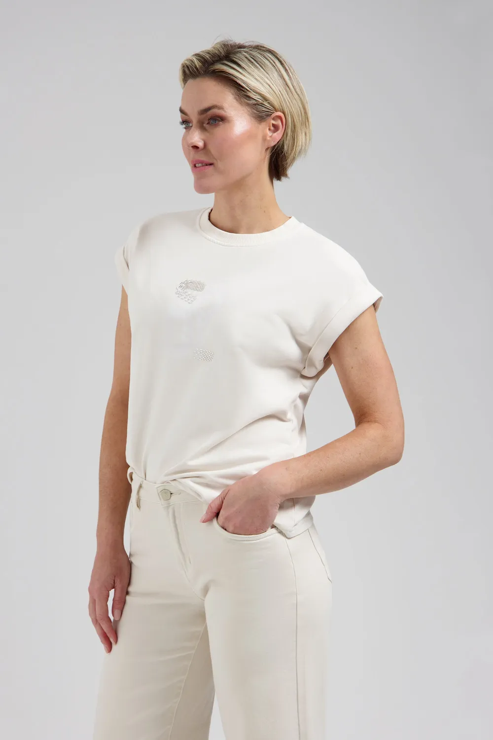 Florez Bella T-shirt soft white kralen