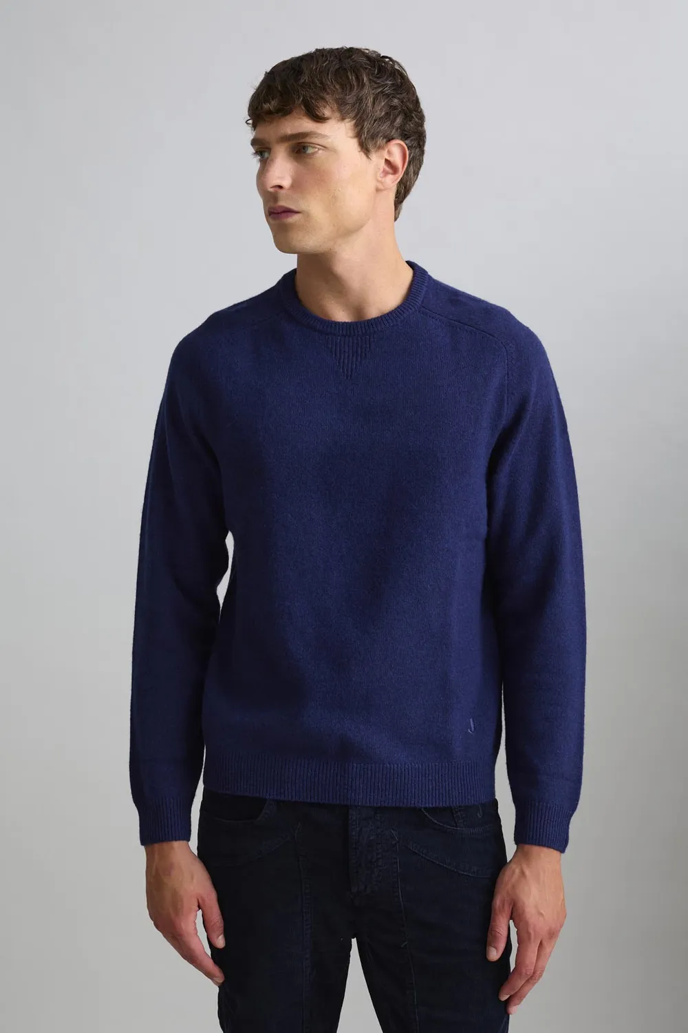 Jeckerson Girocollo raglan trui blauw melange wol