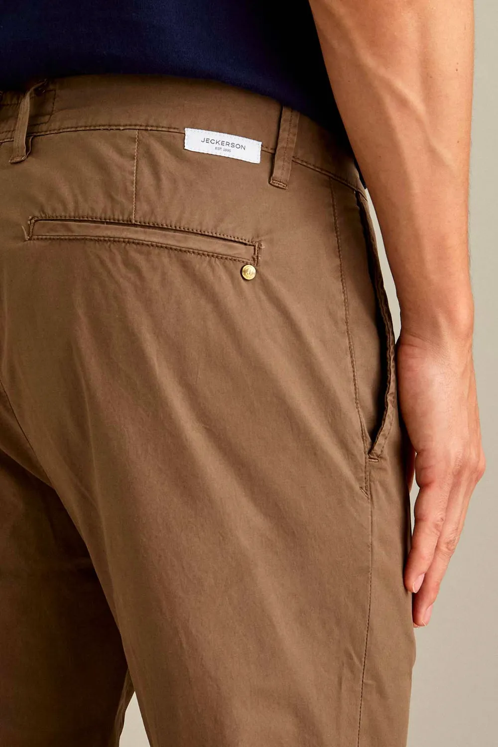 Jeckerson Jack chino katoen slim fit lichtbruin