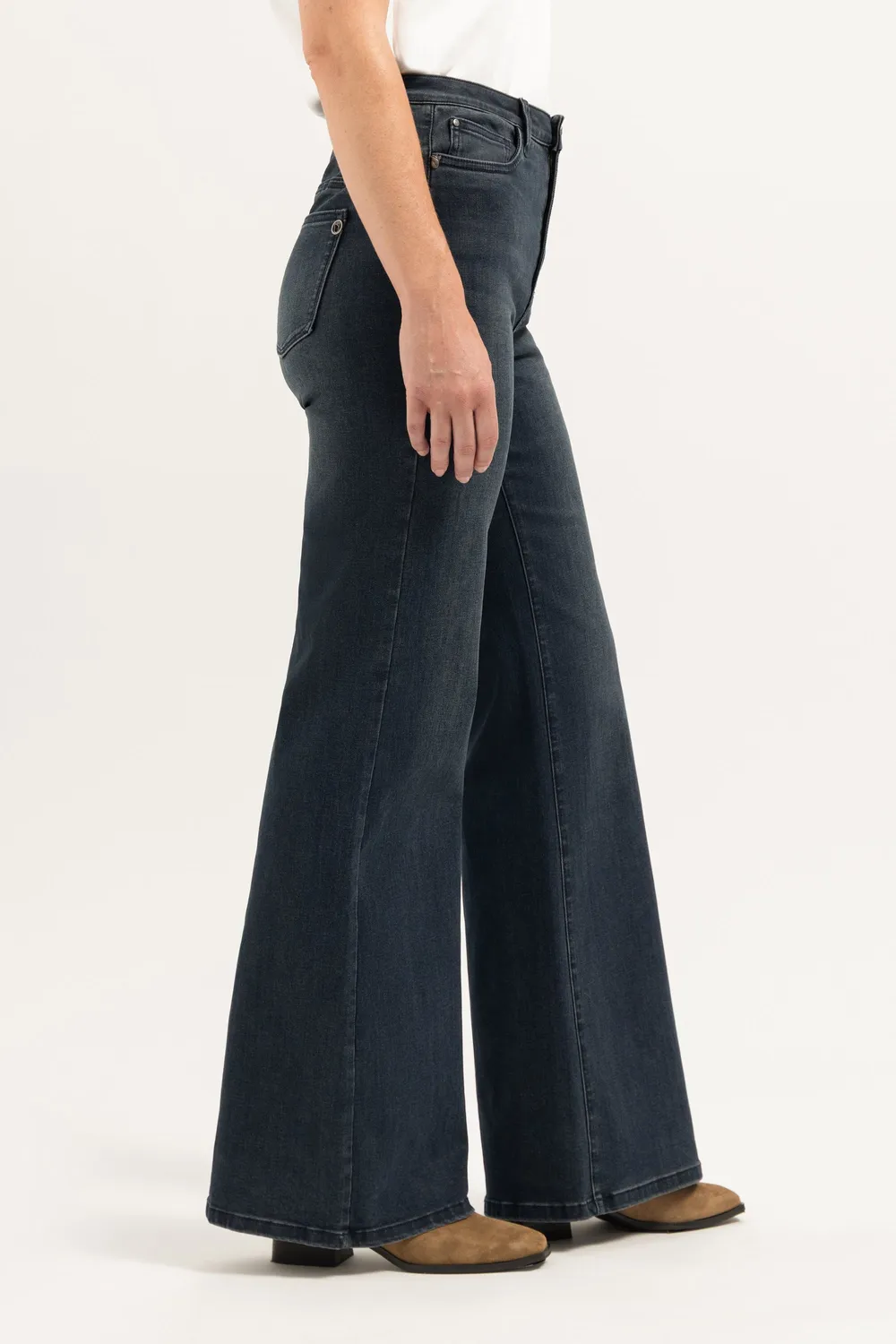 Florez Ana Flared jeans indigo blue hoge taille