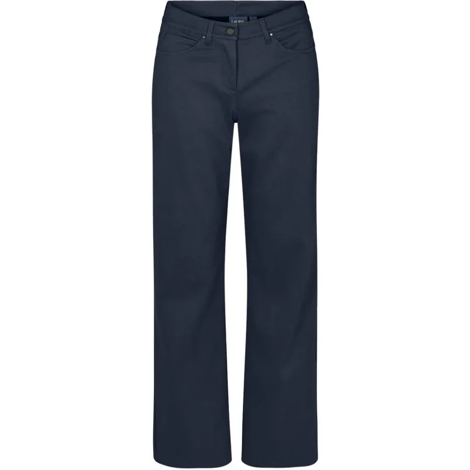 Laurie Amelia Straight broek navy medium geborsteld katoen