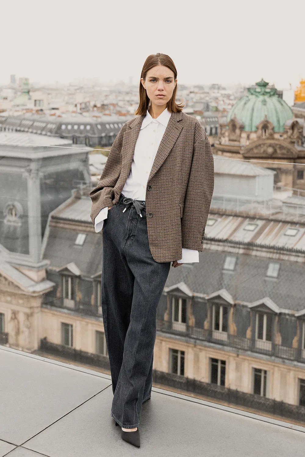 Nine In The Morning Elvia palazzo jeans donkergrijs dames