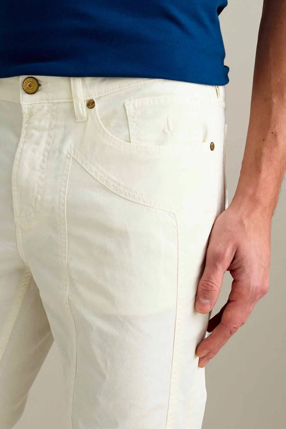 Jeckerson John broek slim fit sneeuwwit linnenmix