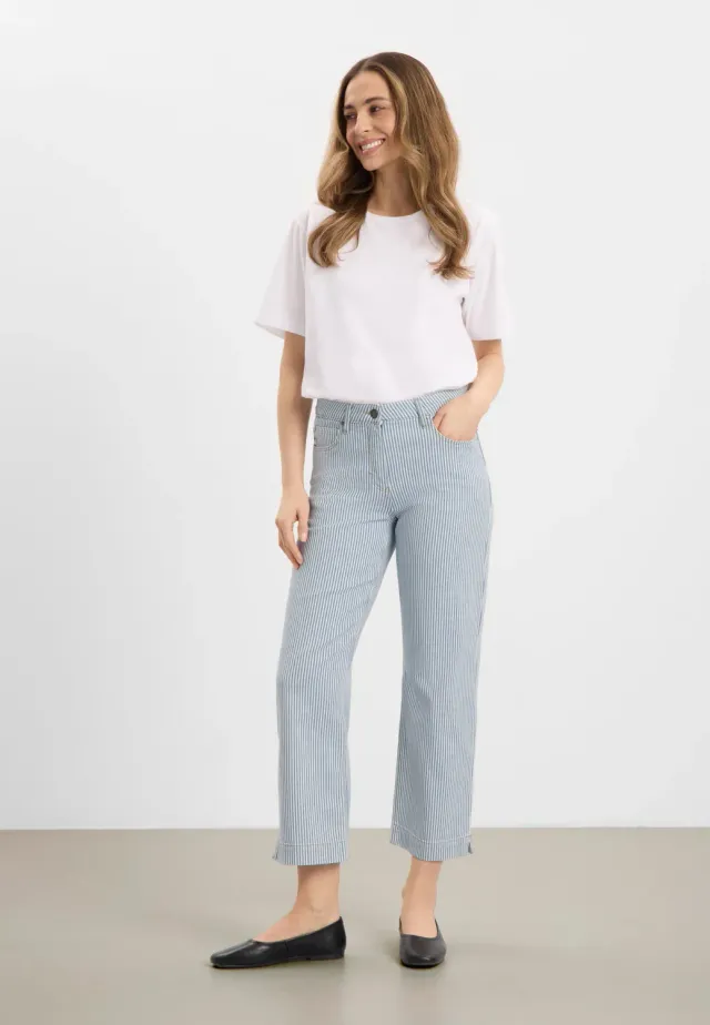 Laurie Amelia Slit Straight CL jeans White blue stripe