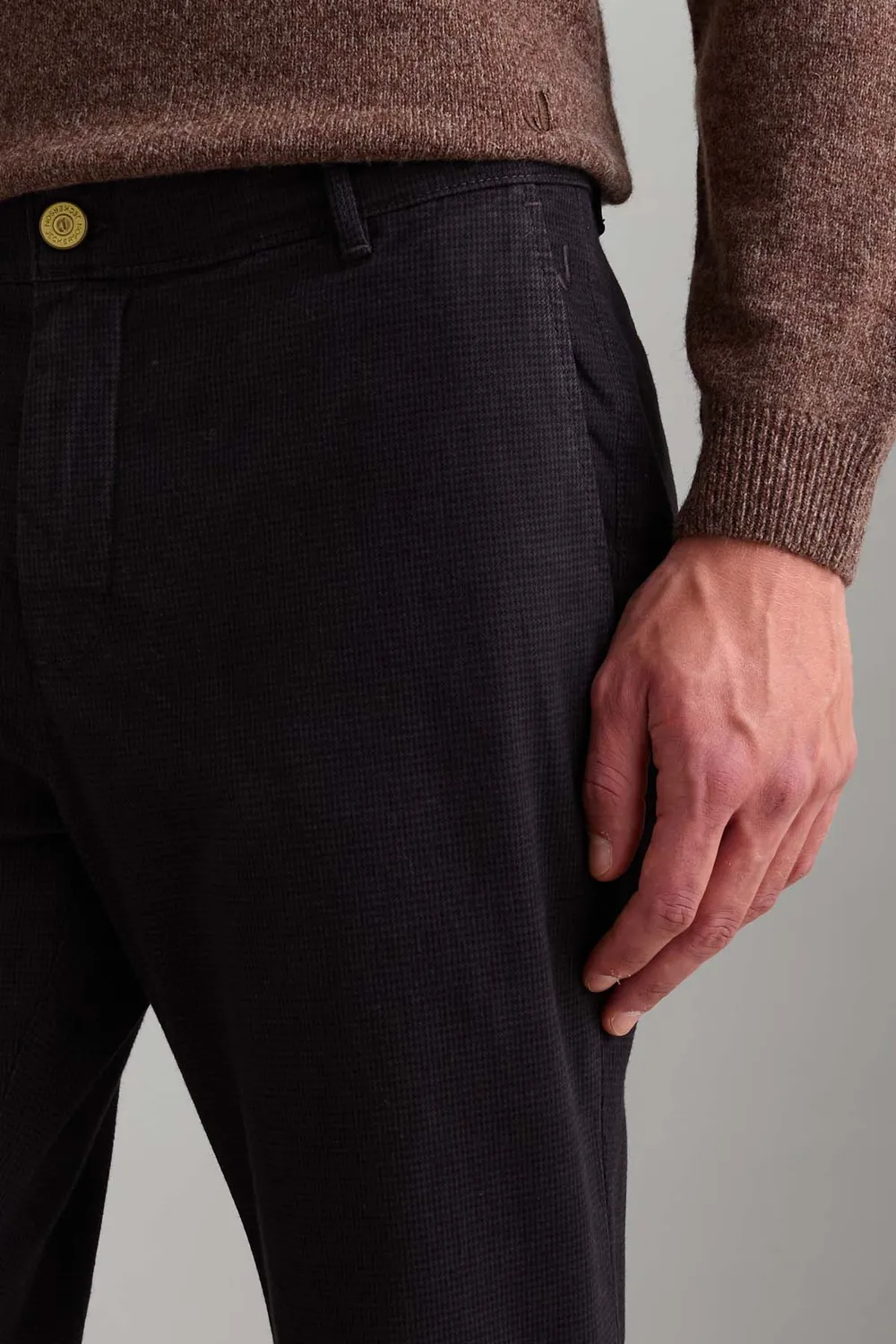 Jeckerson Jack chino bruin pied-de-poule slim fit