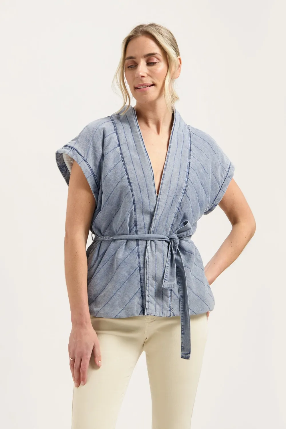 Florez Dante gilet Light Blue denimlook