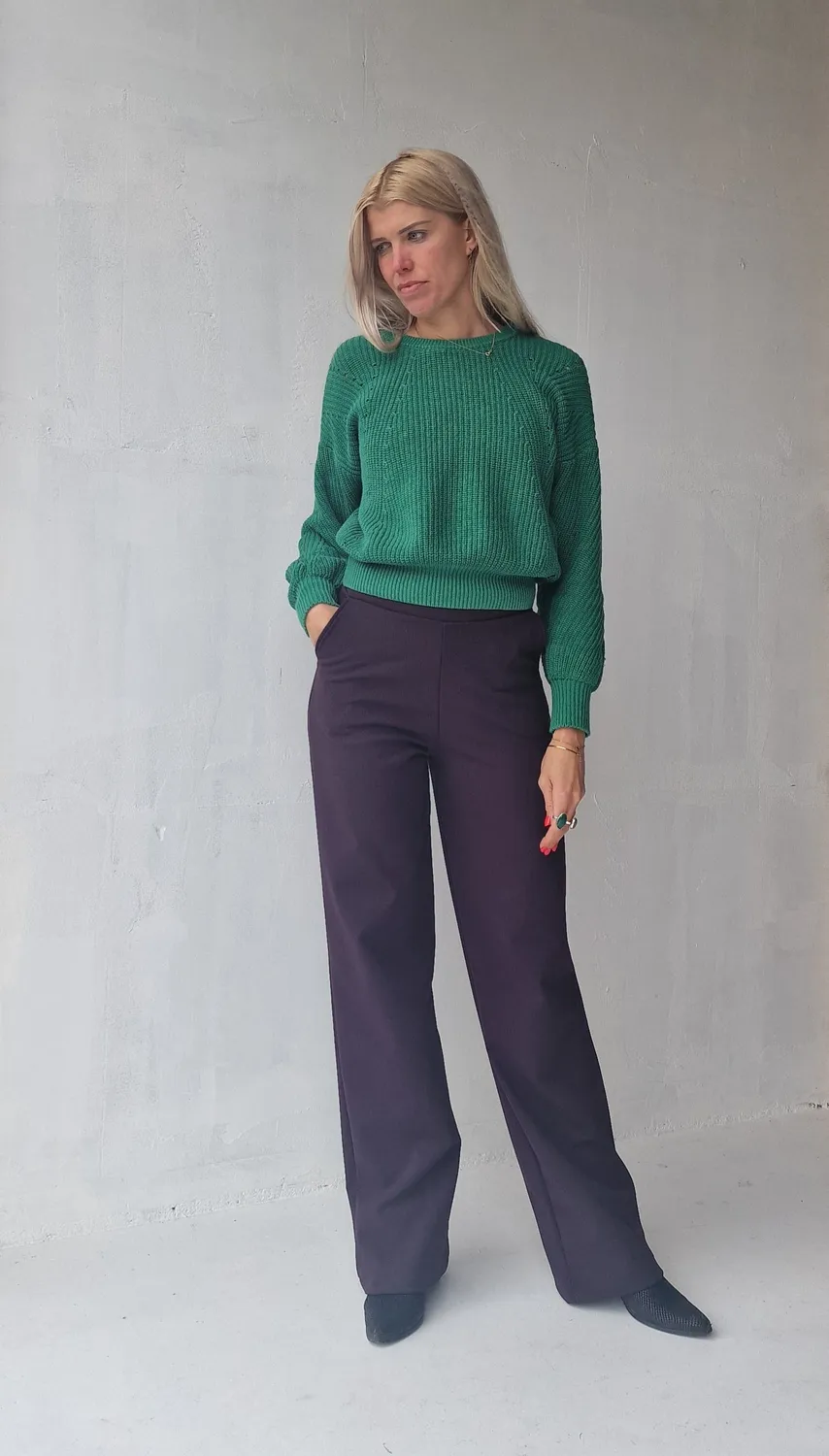 Langeleggings Wide Leg fleecebroek aubergine brown 36 lang