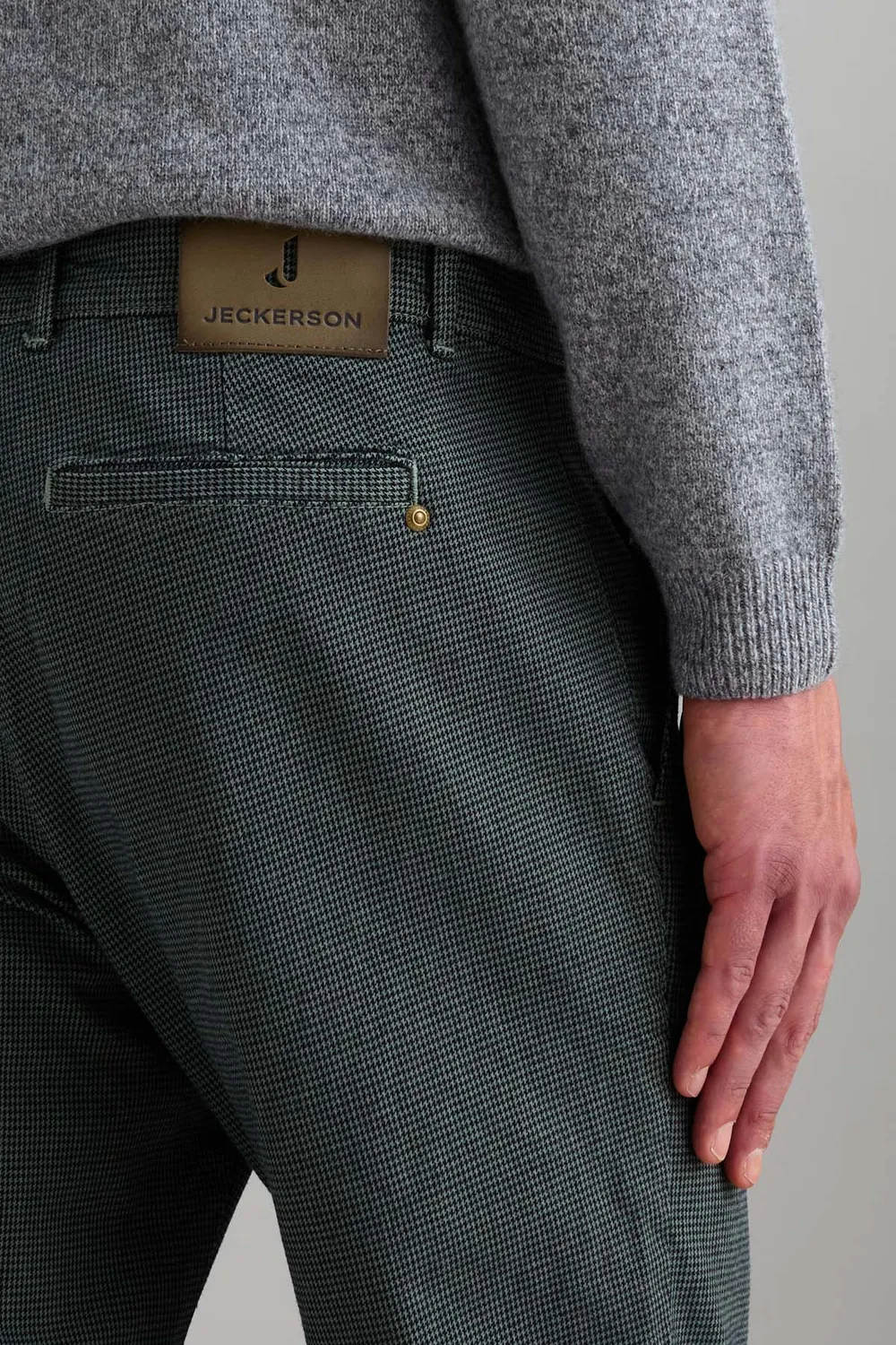 Jeckerson Jack chino slim fit militairgroen pied-de-poule