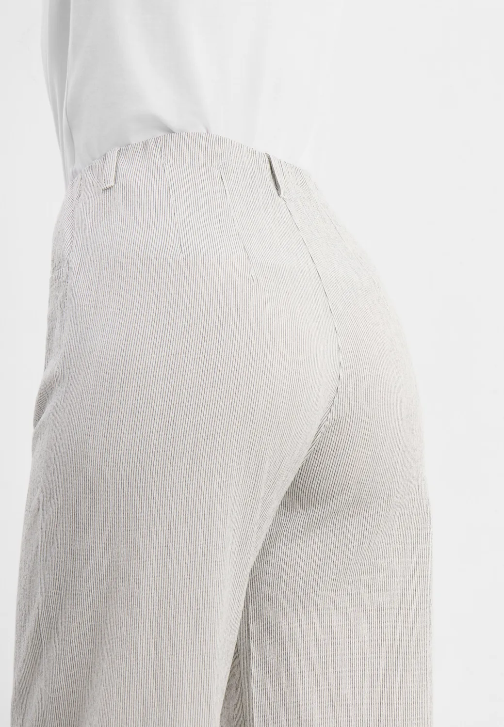 Laurie Donna Loose CL cropped broek white pinstripe