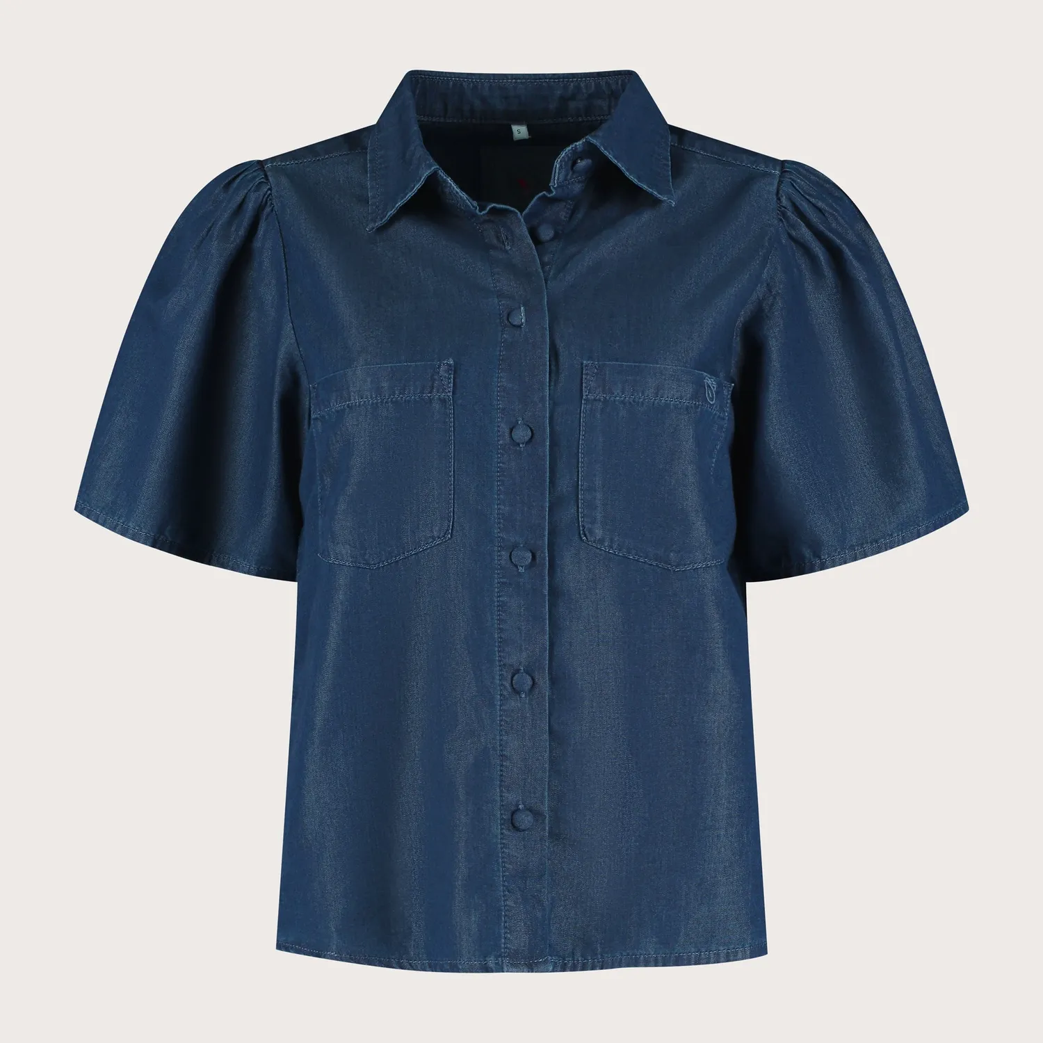 Florez Dané blouse Dark indigo denim pofmouw