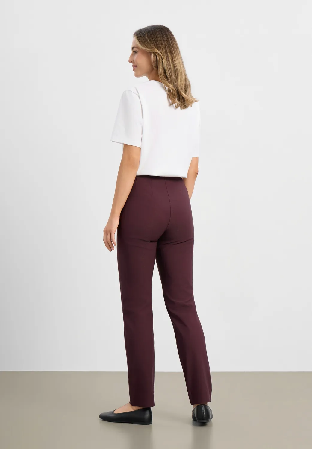 Laurie Betty Regular ML broek Dark Plum stretch