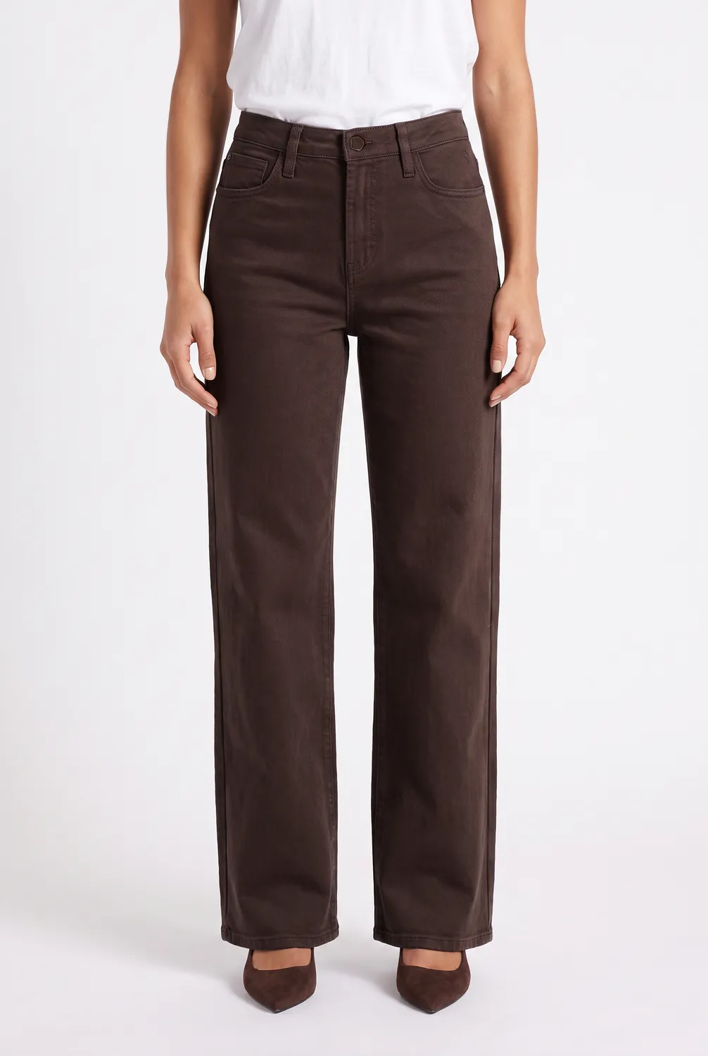 Florez Sophie Straight jeans Dark Brown mid-waist