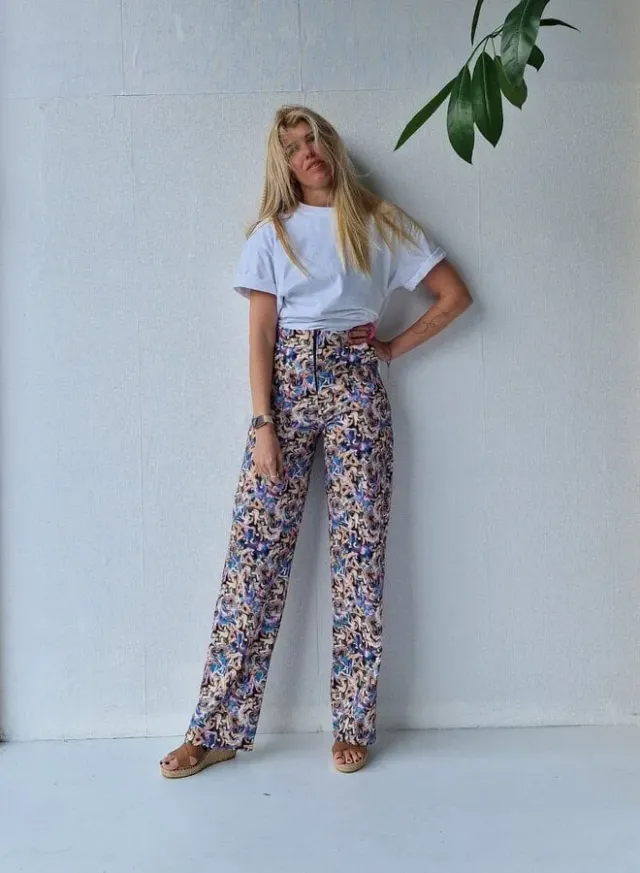 Madame Liz Wide Leg Broek Multicolour 36 Katoen