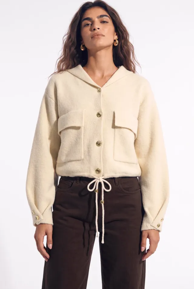 Florez Nina Cardigan vest zand met capuchon