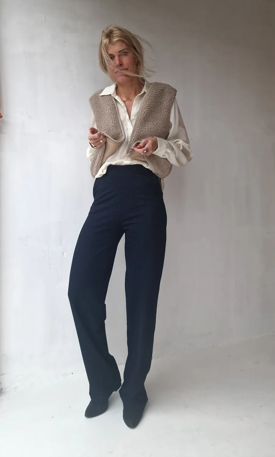 Langeleggings Wide Leg Tall broek blauw print lengte 36
