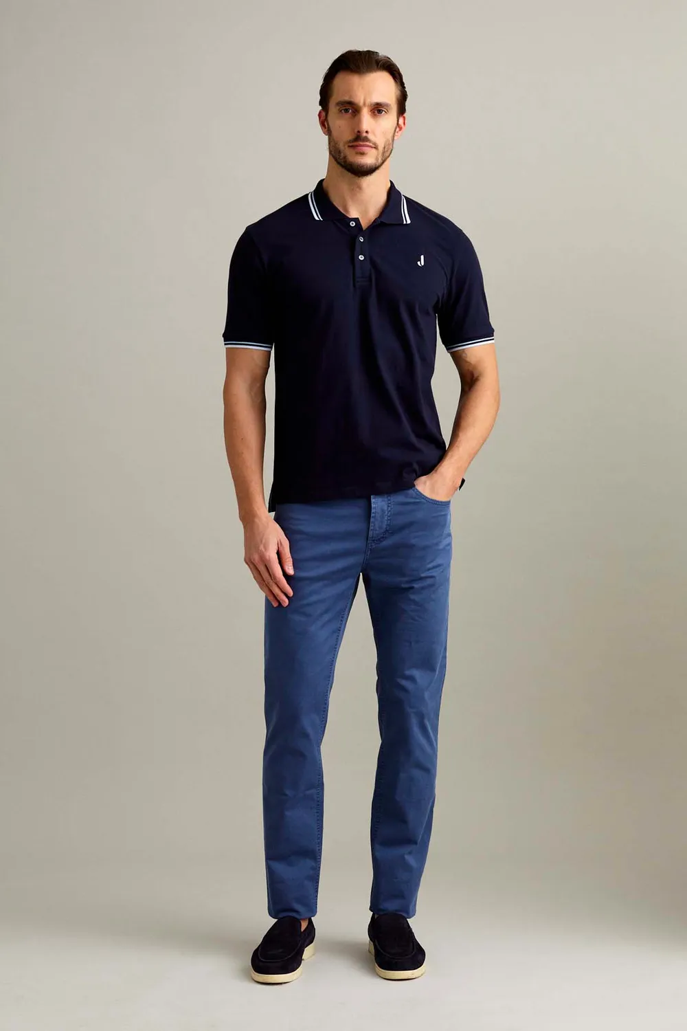 Jeckerson Jordan slim fit broek blauw gabardine