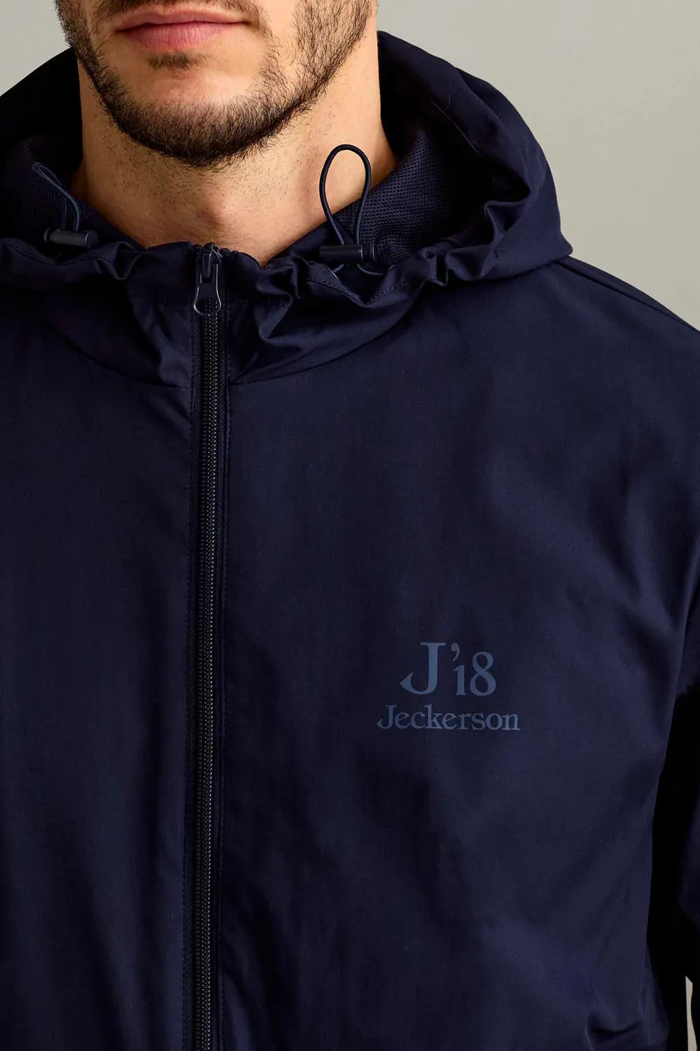 Jeckerson J18 Windjack Donkerblauw Licht Capuchon