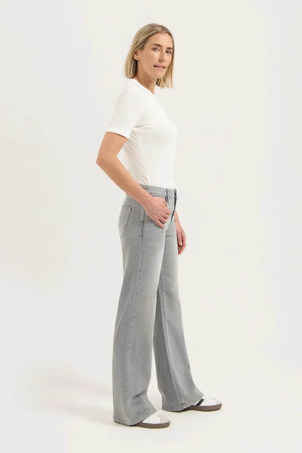Florez Sophie Straight jeans light grey stretch