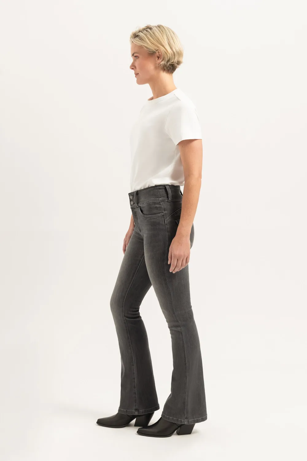 Florez Bodine Flared jeans grijs high waist
