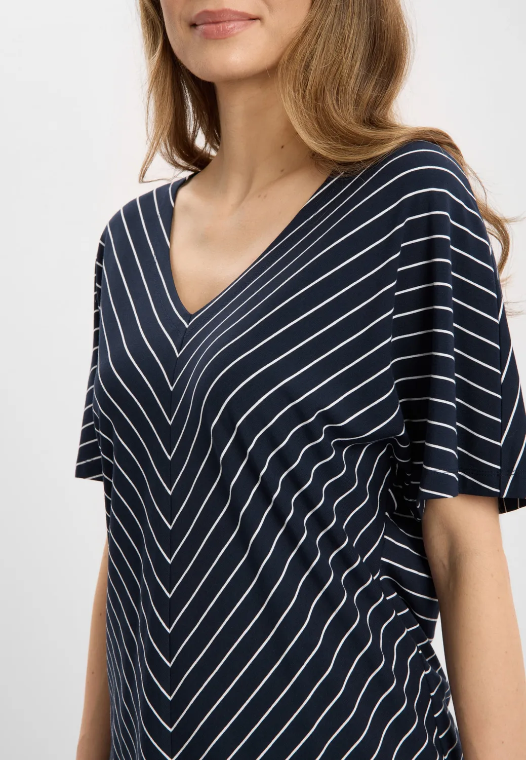 Laurie Ingrid Blouse SS Navy Stripe viscose