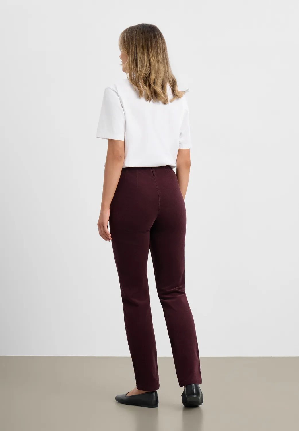 Laurie Kelly Regular ML fluwelen broek Dark Plum stretch