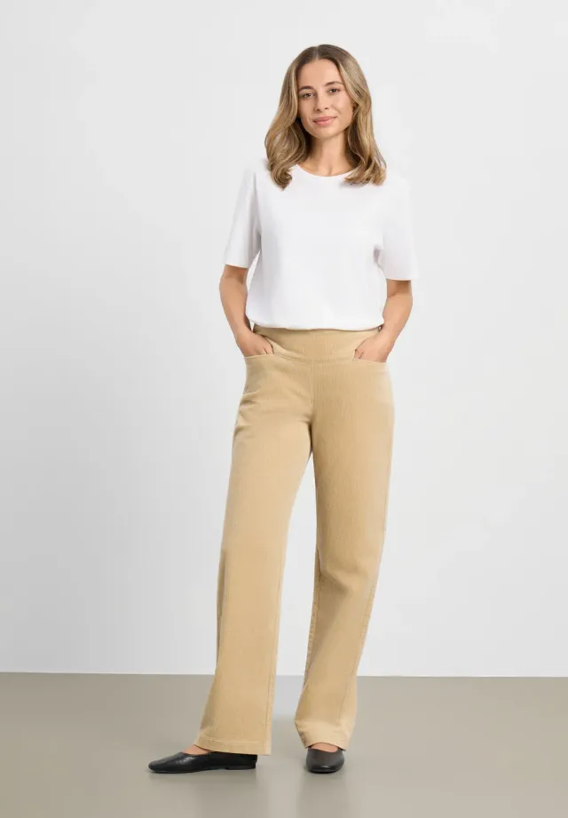 Laurie Thea Straight fluwelen broek Cafe Latte medium stretch