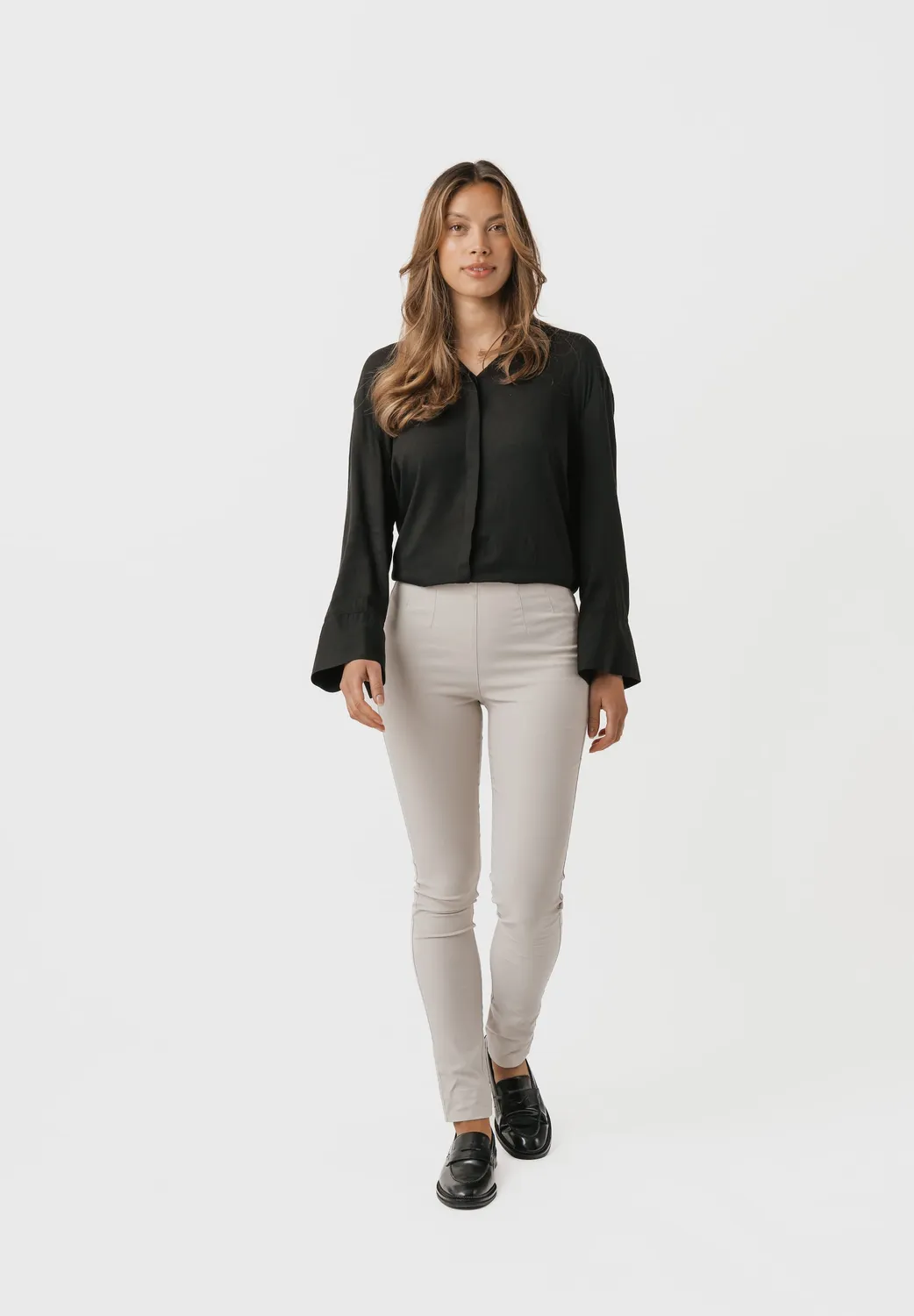 Laurie Vicky Slim ML broek Grey Sand bengaline stretch