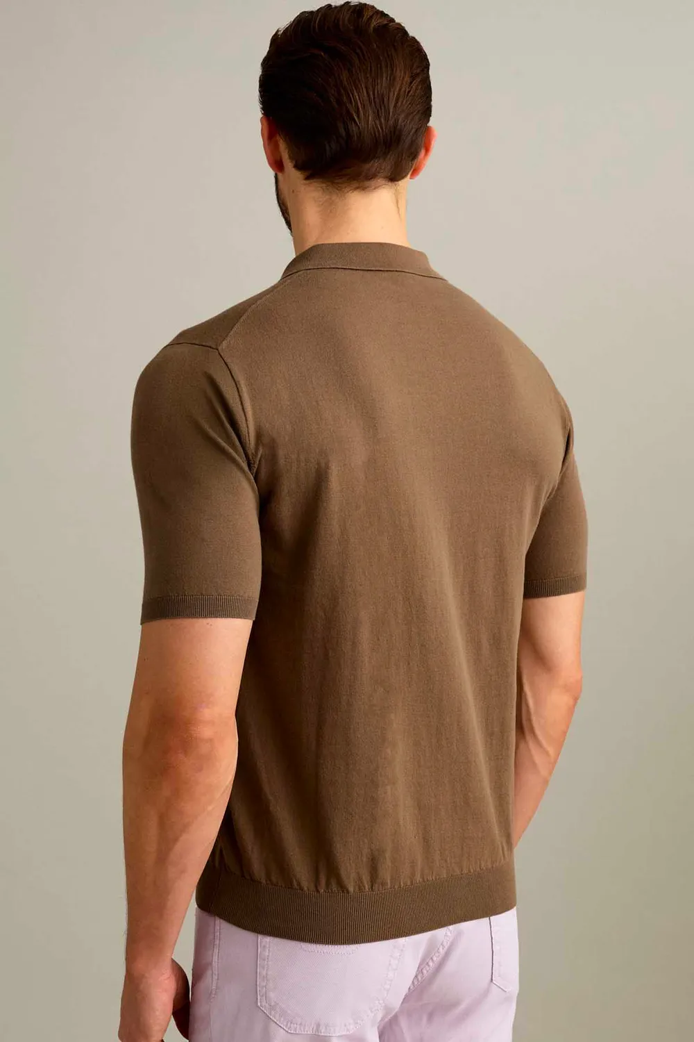 Jeckerson Polo Korte Mouw Bruin Katoen Crepe