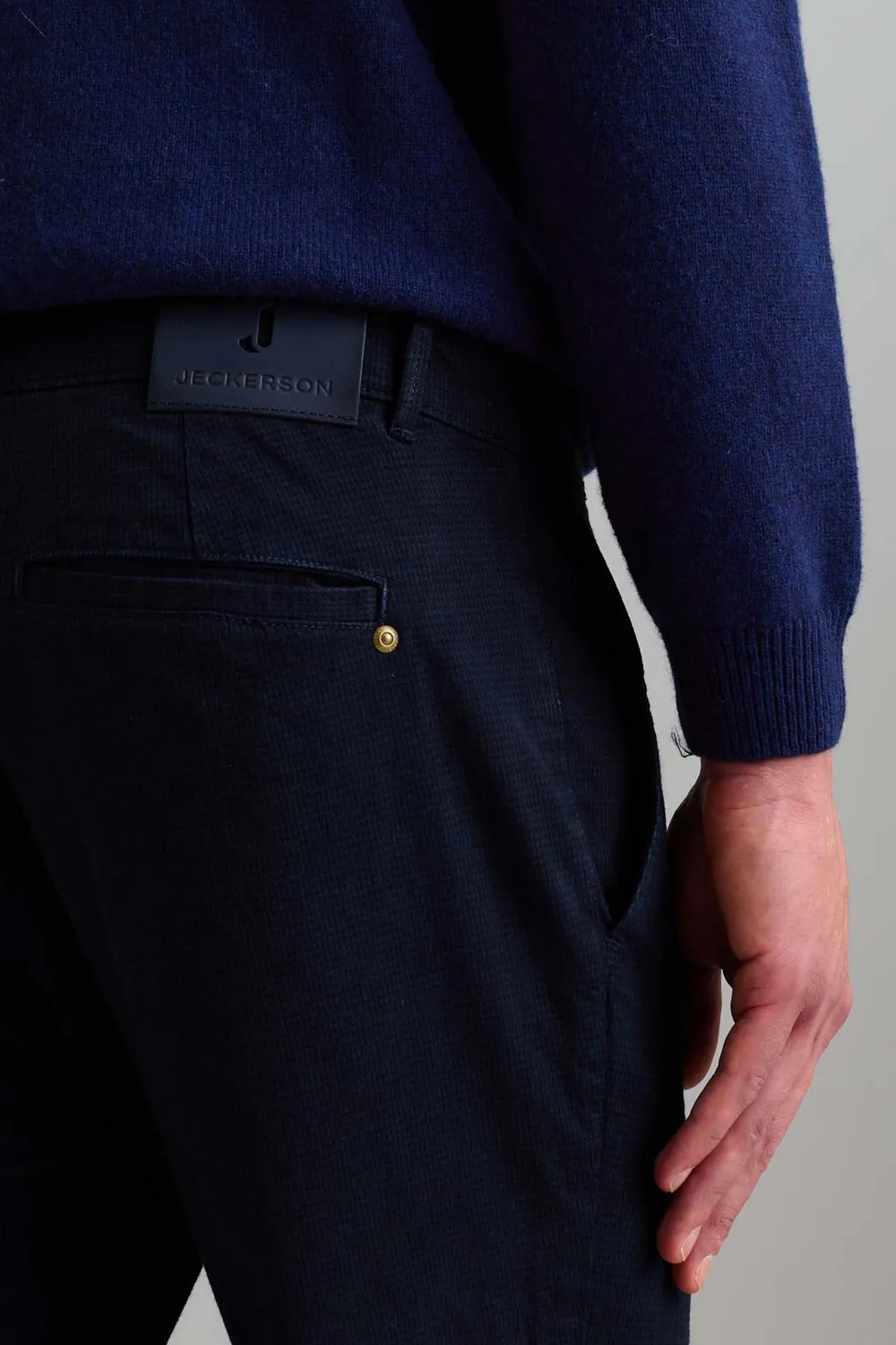 Jeckerson Jack Chino Donkerblauw Pied-de-poule Slim