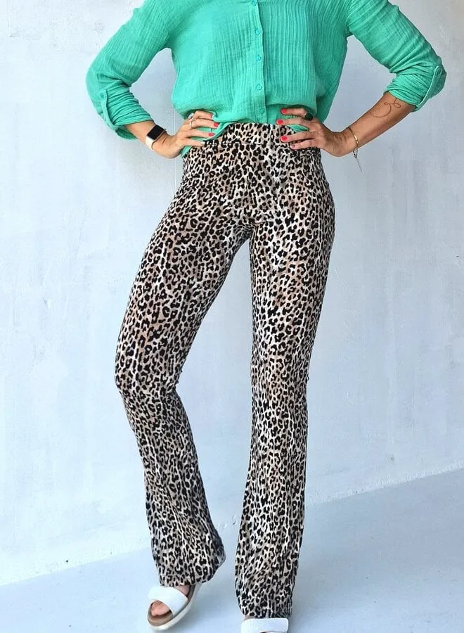 Langeleggings Flared Pants Leopardprint Tall 36 Zomer