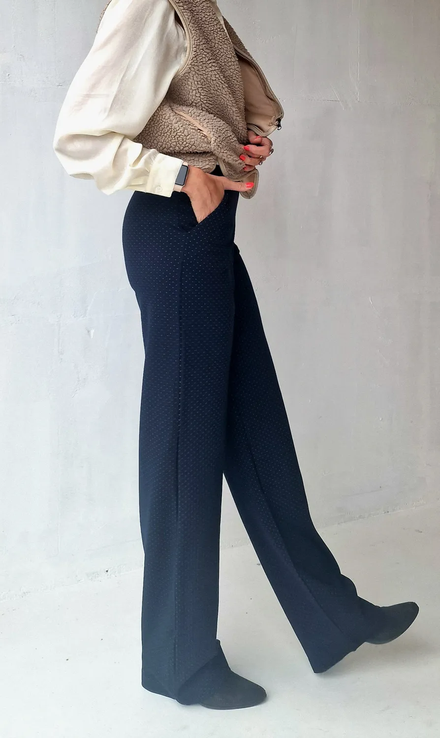 Langeleggings Wide Leg Tall broek blauw print lengte 36