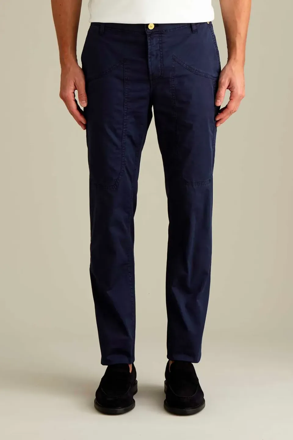 Jeckerson Jevon slim fit broek donkerblauw satijn