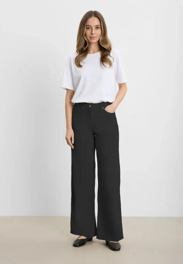 Laurie Carol Loose fluwelen broek zwart katoen
