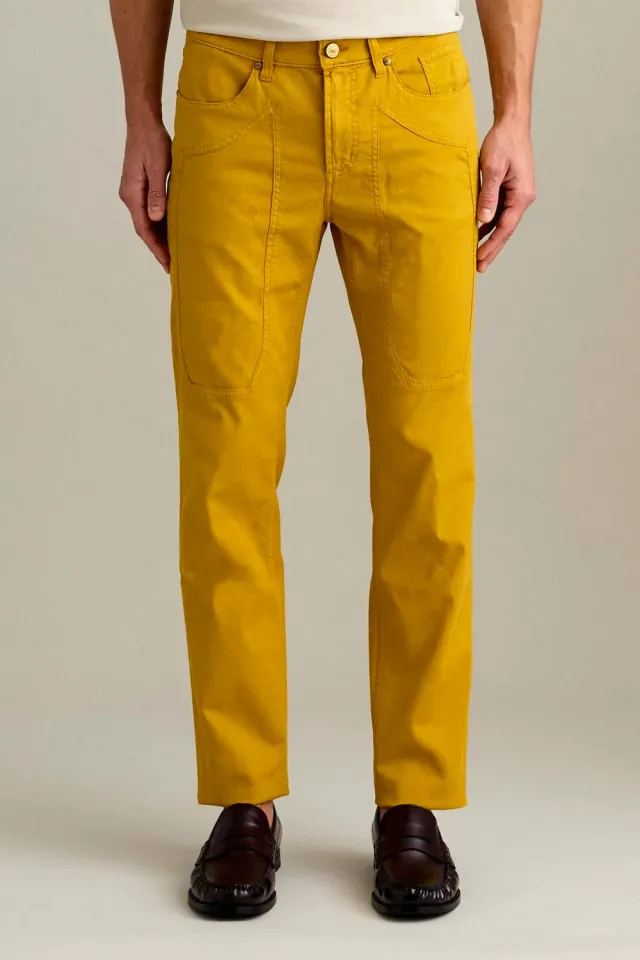 Jeckerson John slim fit broek geel goud katoen