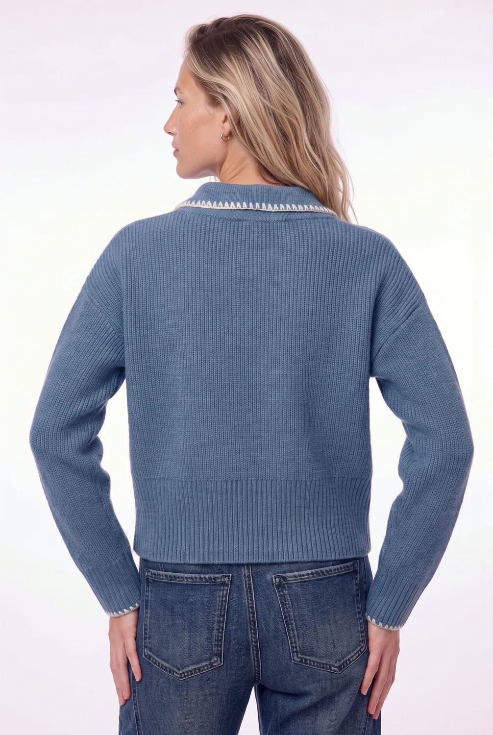 Florez Lisa sweater Blue Melee strikdetail