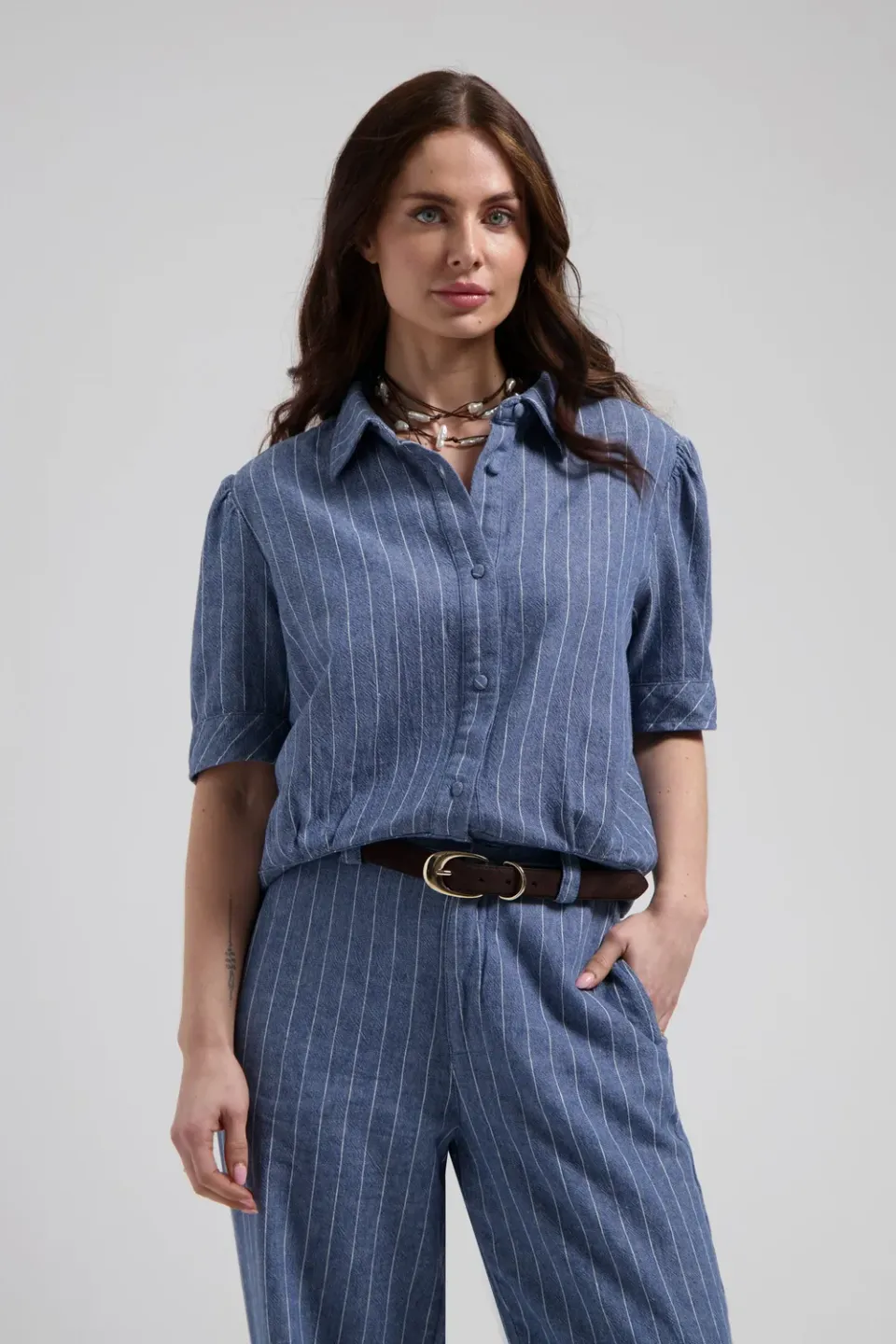 Florez Philly Blue Stripe blouse katoen-linnen