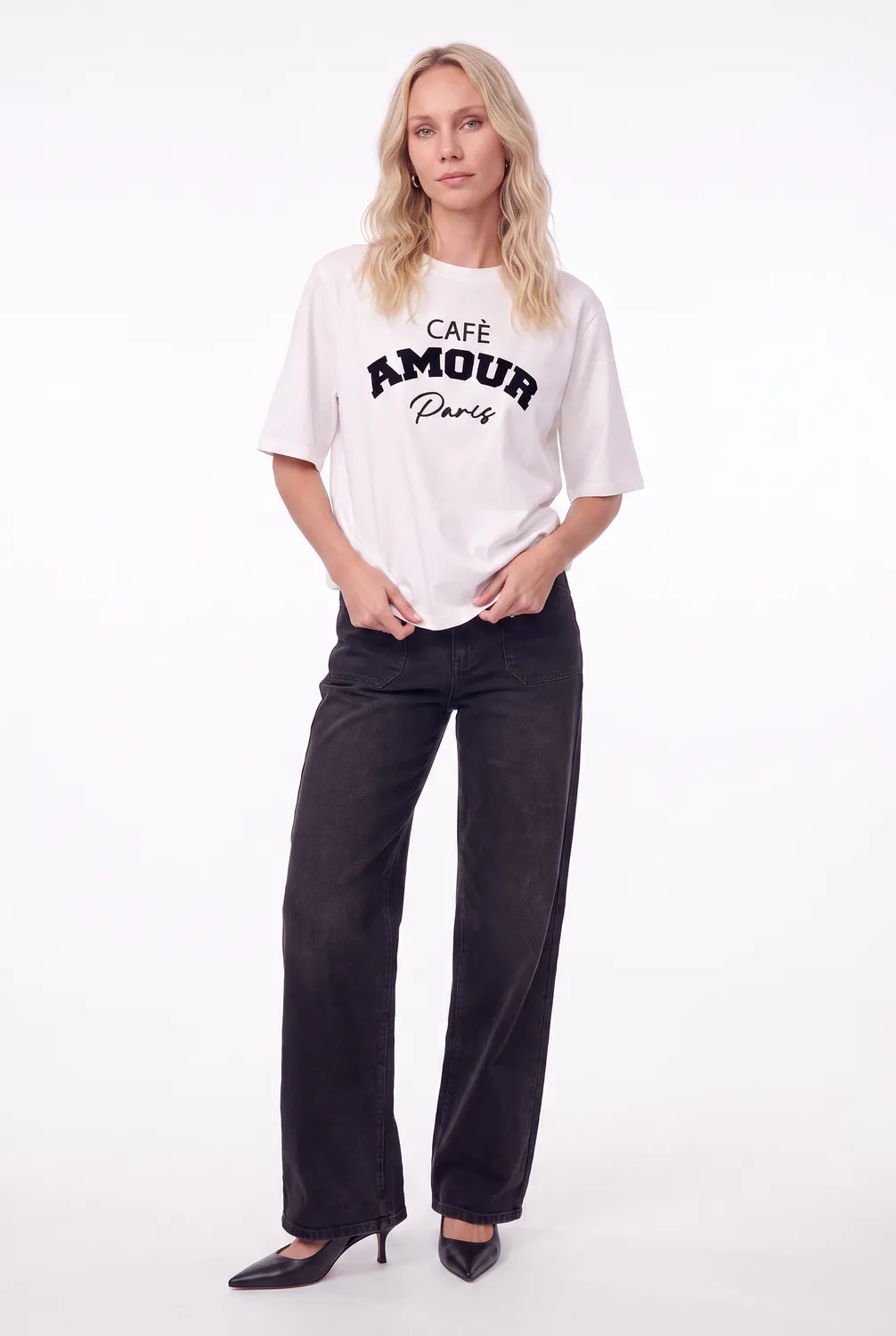 Florez Divina jeans Black wide leg donker
