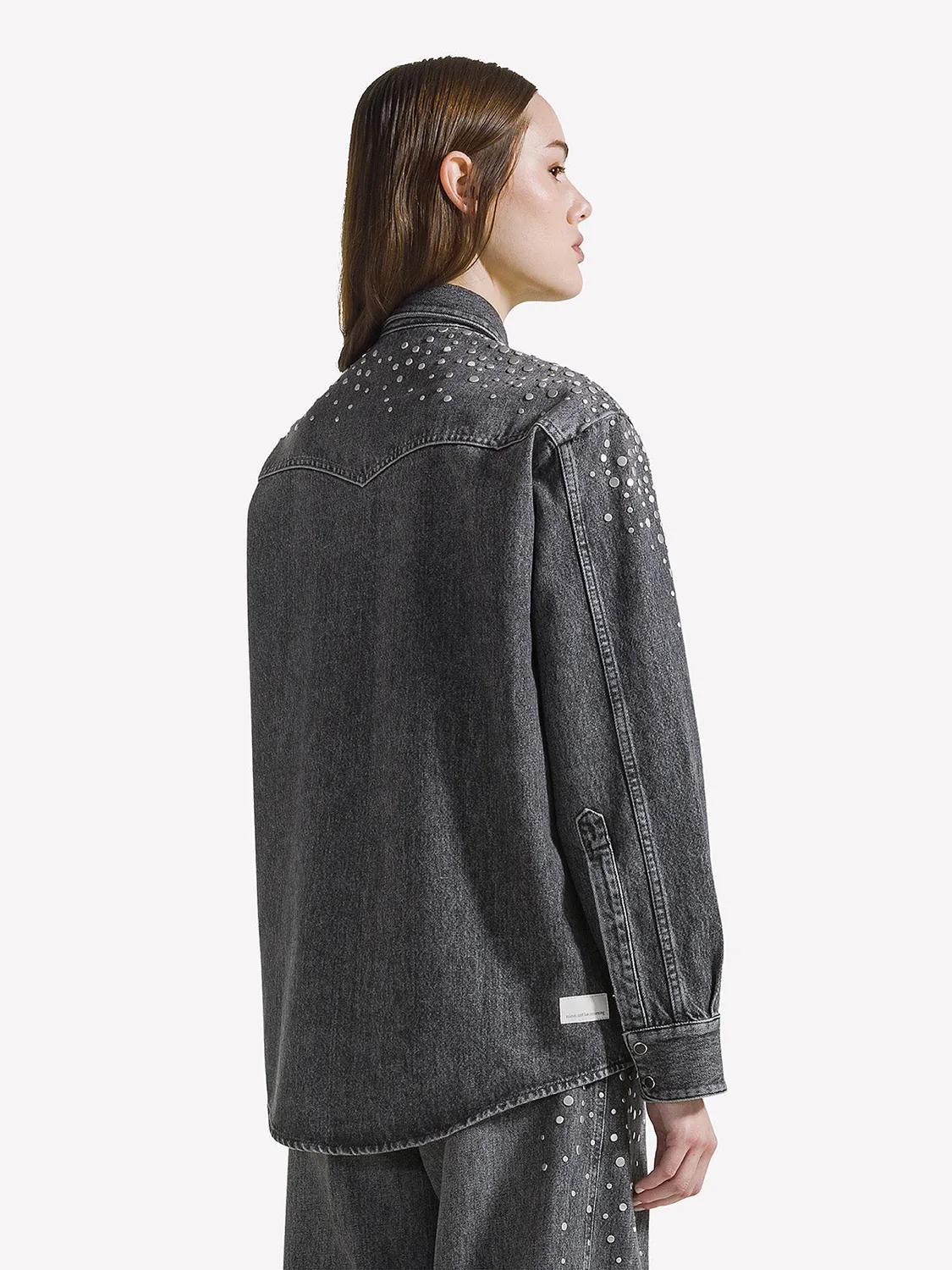 Nine In The Morning Ketty overshirt grijs denim studs katoen