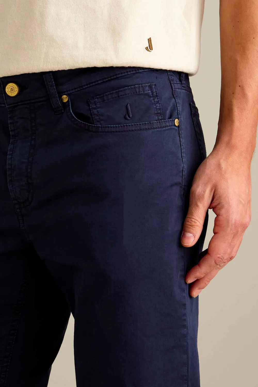 Jeckerson Jordan slim fit broek donkerblauw satijn
