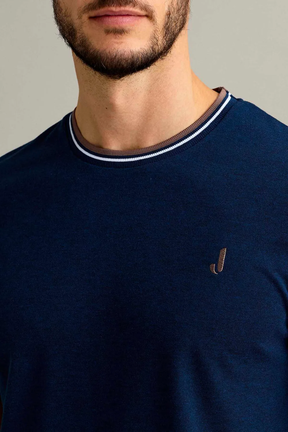 Jeckerson T-shirt korte mouw blauw mélange piqué