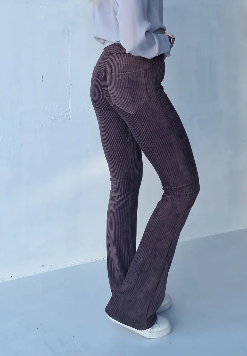 Madame Liz Flared Pants Rib Dark Chocolate 36
