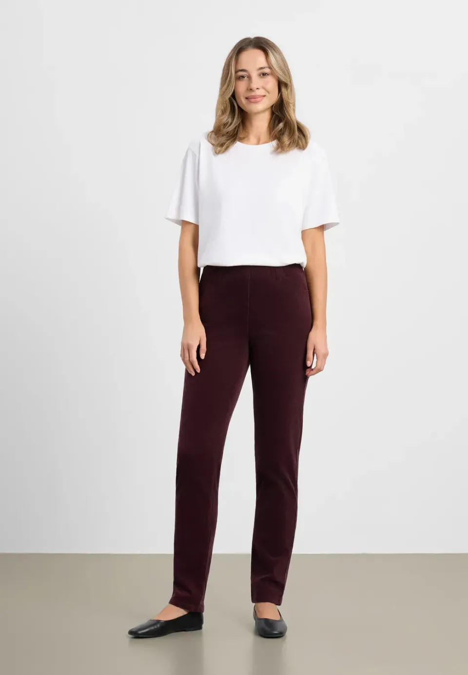 Laurie Kelly Regular ML fluwelen broek Dark Plum stretch