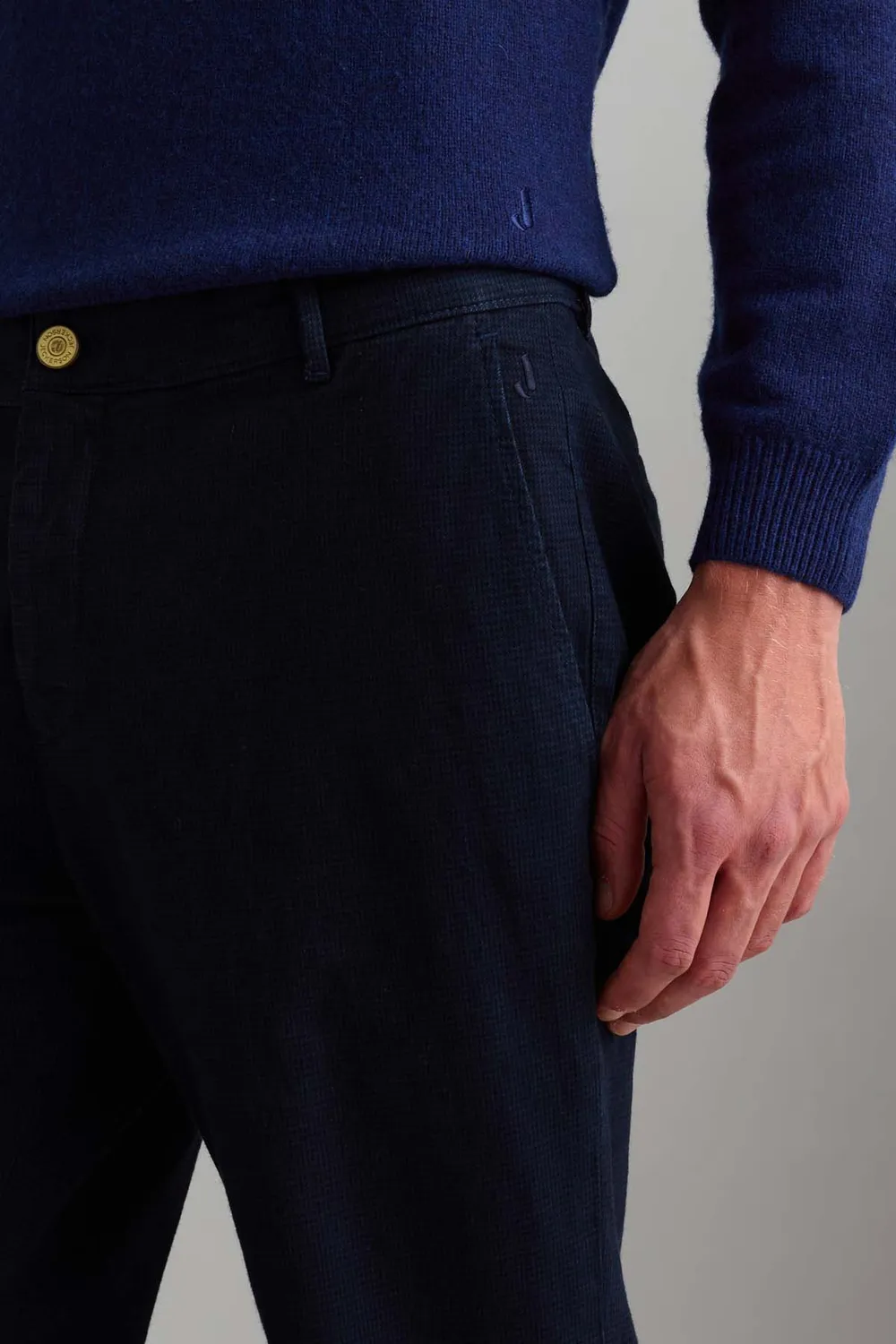 Jeckerson Jack Chino Donkerblauw Pied-de-poule Slim