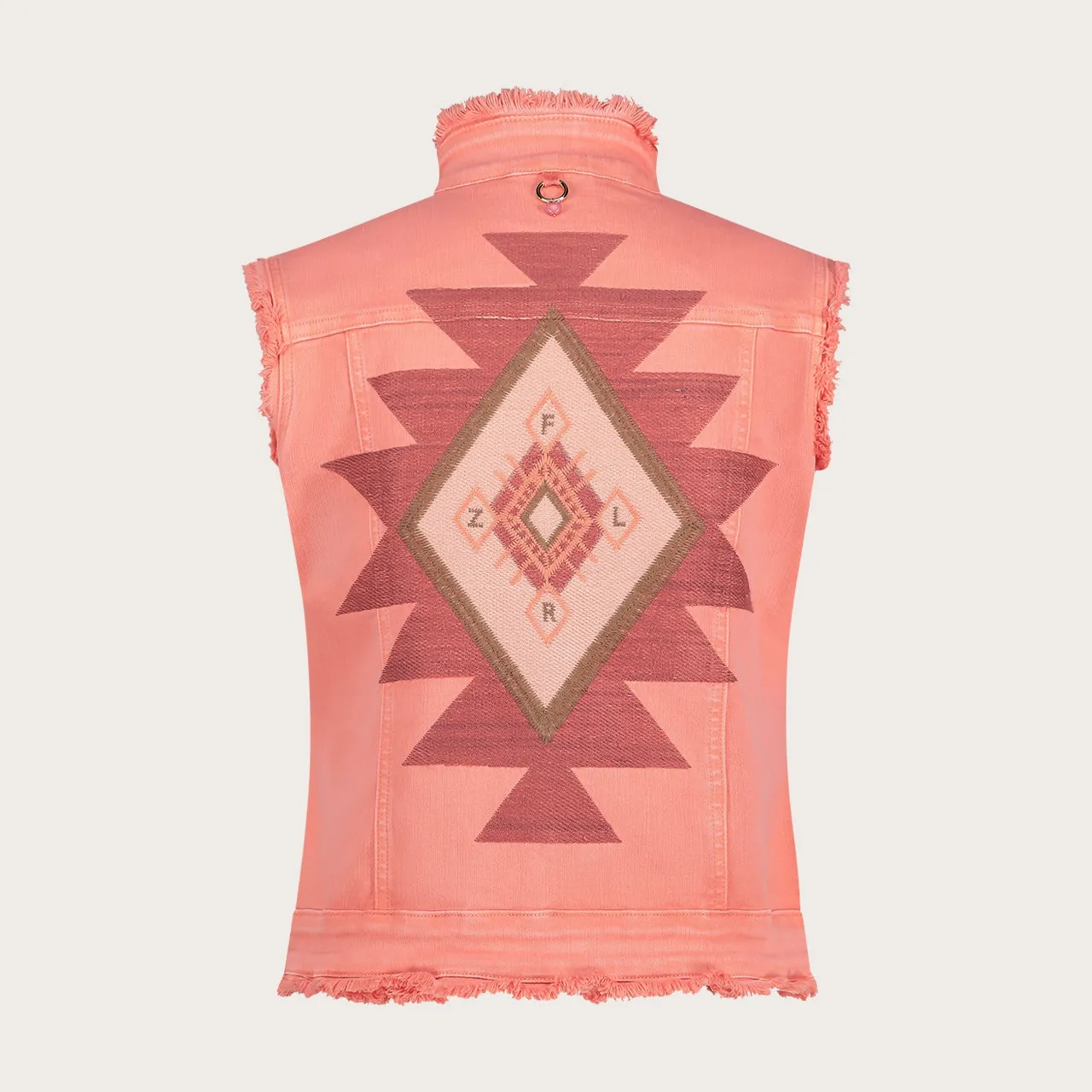 Florez Ginny Aztec gilet peach geborduurd