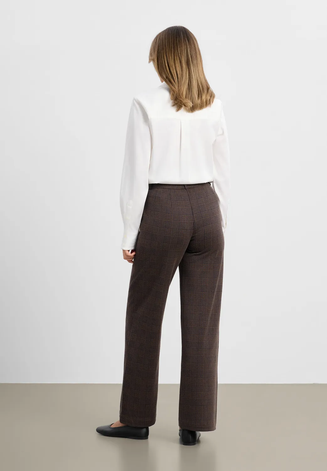 Laurie Donna Loose ML broek brown navy ruit